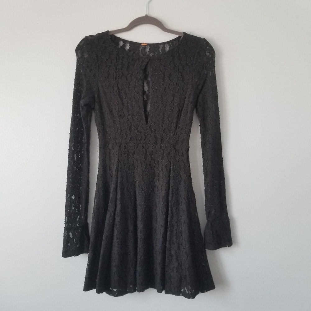 Free people black lace keyhole dress
